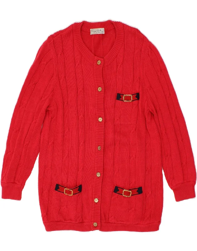 GIORGIO GRATI Womens Cardigan Sweater IT 42 Medium Red Cotton Notch Collar Peter Pan Collar Cowl Neck GIORGIO GRATI Womens Cardigan Sweater IT 42 Medium Red Cotton Notch Collar Peter Pan Collar Cowl Neck
