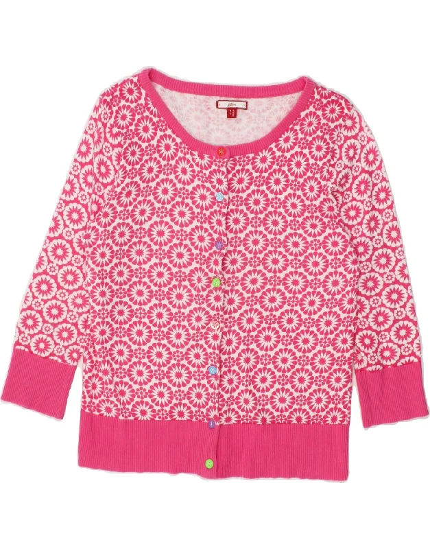 JOE BROWNS Womens 3/4 Sleeve Cardigan Sweater UK 14 Medium Pink Floral Bright Pastel Dark JOE BROWNS Womens 3/4 Sleeve Cardigan Sweater UK 14 Medium Pink Floral Bright Pastel Dark