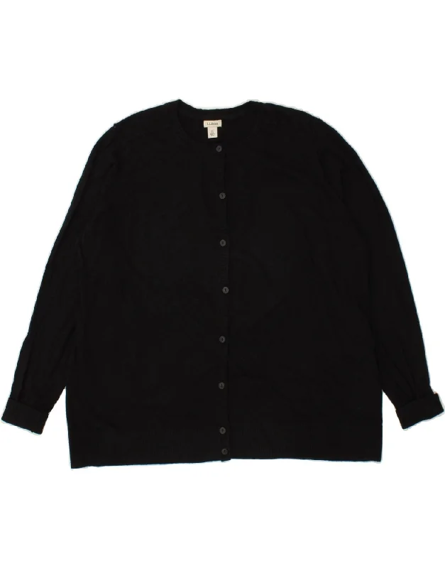 L.L.BEAN Womens Cardigan Sweater UK 20 2XL Black Cotton Elegant Classic Vintage