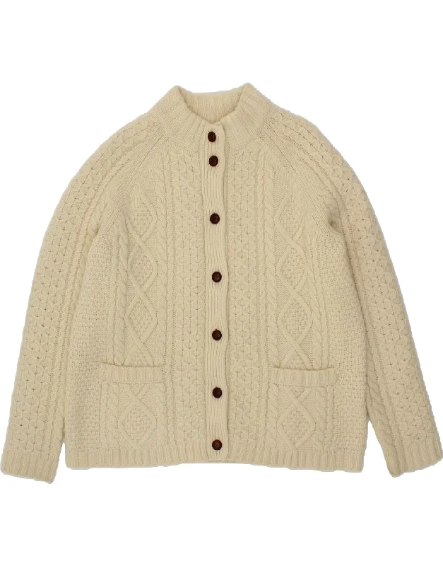 LANDS END Womens Cardigan Sweater UK 16 Large Off White Lambswool Notch Collar Peter Pan Collar Cowl Neck LANDS END Womens Cardigan Sweater UK 16 Large Off White Lambswool Notch Collar Peter Pan Collar Cowl Neck