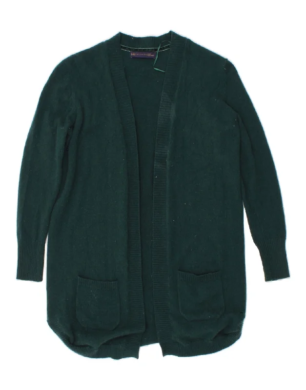 M & S Womens Longline Cardigan Sweater UK 12 Medium Green Cashmere