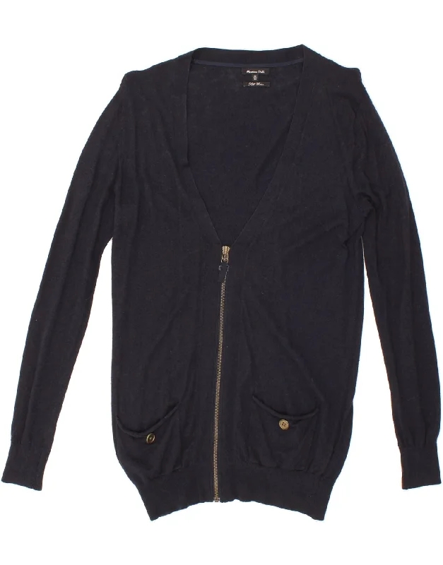 MASSIMO DUTTI Womens Cardigan Sweater UK 12 Medium Navy Blue Velvet Chenille Corduroy MASSIMO DUTTI Womens Cardigan Sweater UK 12 Medium Navy Blue Velvet Chenille Corduroy