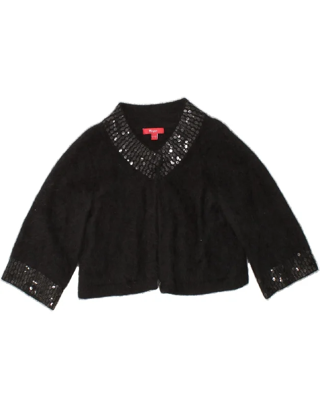 MONSOON Womens Bolero 3/4 Sleeve Cardigan Sweater UK 16 Large Black Angora Fitted Slim Tailored MONSOON Womens Bolero 3/4 Sleeve Cardigan Sweater UK 16 Large Black Angora Fitted Slim Tailored