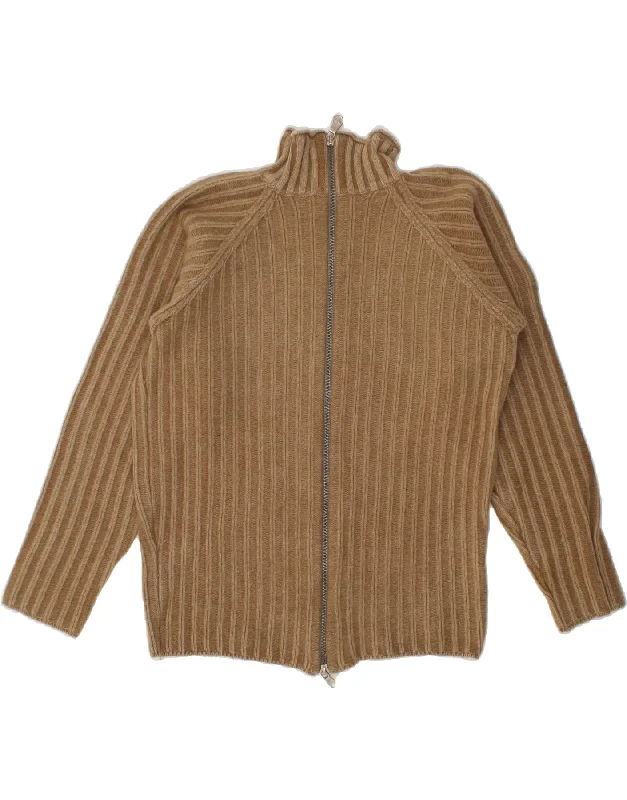 MURPHY & NYE Womens Cardigan Sweater UK 16 Large Brown Striped Wool Zippered Buttoned Snapped MURPHY & NYE Womens Cardigan Sweater UK 16 Large Brown Striped Wool Zippered Buttoned Snapped