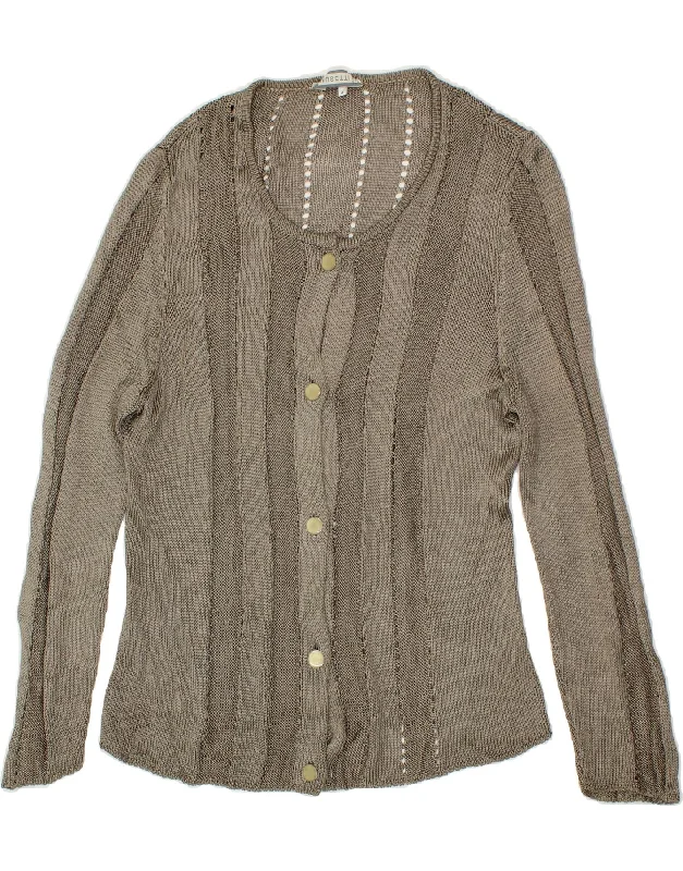 MUSETTI Womens Cardigan Sweater UK 4 XS Grey Viscose Patchwork Embroidered Appliqued MUSETTI Womens Cardigan Sweater UK 4 XS Grey Viscose Patchwork Embroidered Appliqued