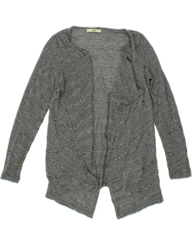 OASIS Womens Cardigan Top UK 10 Small Grey Striped Polyester Lace Blend Ribbed Blend Corduroy Blend OASIS Womens Cardigan Top UK 10 Small Grey Striped Polyester Lace Blend Ribbed Blend Corduroy Blend