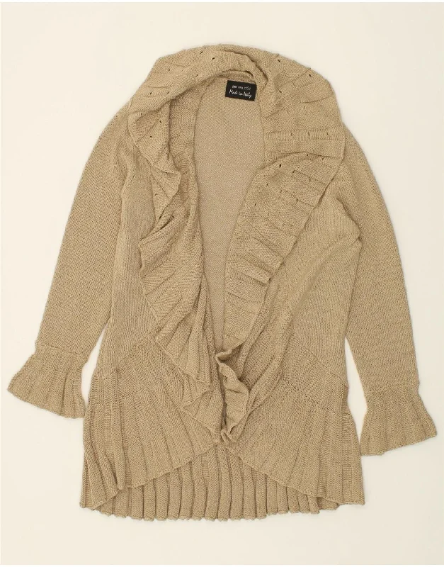 PER UNA Womens Longline Open Cardigan Sweater UK 14 Medium Beige Acrylic Handmade Hand-knitted Hand-woven PER UNA Womens Longline Open Cardigan Sweater UK 14 Medium Beige Acrylic Handmade Hand-knitted Hand-woven