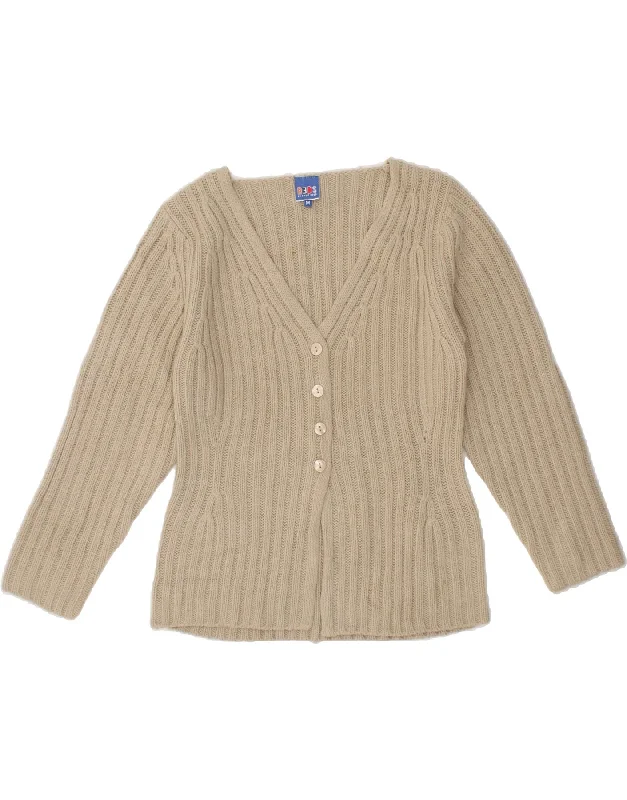 REDS Womens Cardigan Sweater UK 12 Medium Grey Wool Collared Crew Neck Turtle Neck