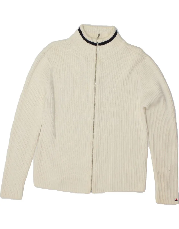 TOMMY HILFIGER Womens Cardigan Sweater UK 16 Large White Cotton Handmade Hand-knitted Hand-woven TOMMY HILFIGER Womens Cardigan Sweater UK 16 Large White Cotton Handmade Hand-knitted Hand-woven