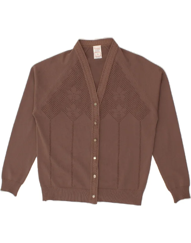 TREVIRA Womens Cardigan Sweater UK 16 Large Brown Cotton Cashmere Blend Cotton Blend Poly Blend TREVIRA Womens Cardigan Sweater UK 16 Large Brown Cotton Cashmere Blend Cotton Blend Poly Blend