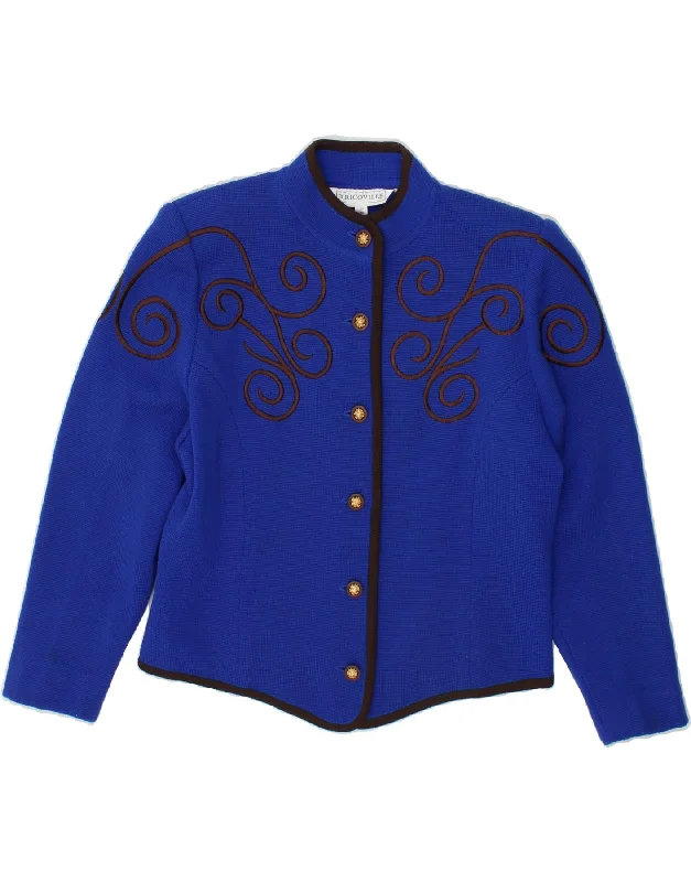 TRICOVILLE Womens Crop 3/4 Sleeve Cardigan Sweater UK 10 Small Blue Elegant Classic Vintage TRICOVILLE Womens Crop 3/4 Sleeve Cardigan Sweater UK 10 Small Blue Elegant Classic Vintage