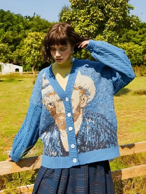 Van Gogh Self Portrait Cardigan Chenille Fabric Brocade Fabric Lace Fabric