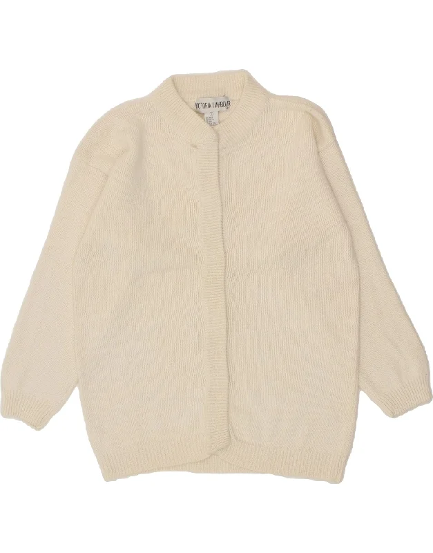 VICTORIA HARBOUR Womens Oversized Cardigan Sweater UK 10 Small Off White Zippered Front Buttoned Front Snap Front VICTORIA HARBOUR Womens Oversized Cardigan Sweater UK 10 Small Off White Zippered Front Buttoned Front Snap Front