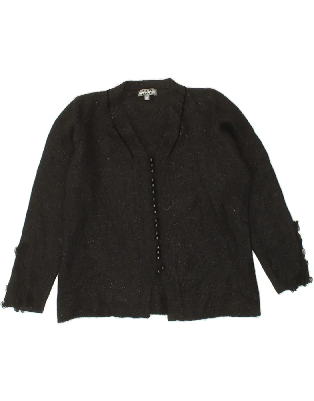VINTAGE Womens Cardigan Sweater IT 46 Large Black Transparent Opaque Sheer