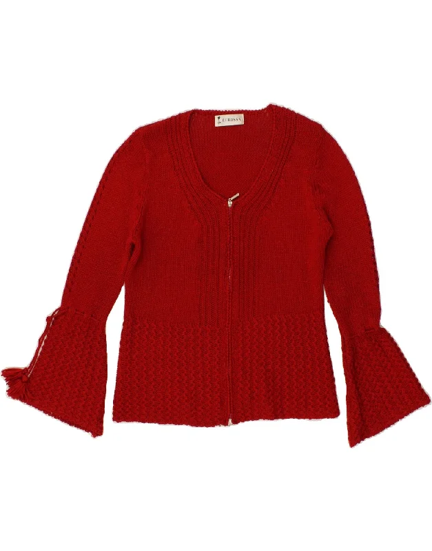 VINTAGE Womens Cardigan Sweater UK 10 Small Red Viscose