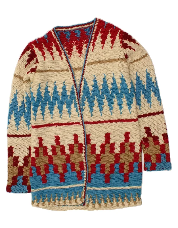 VINTAGE Womens Cardigan Sweater UK 12 Medium Multicoloured Fair Isle