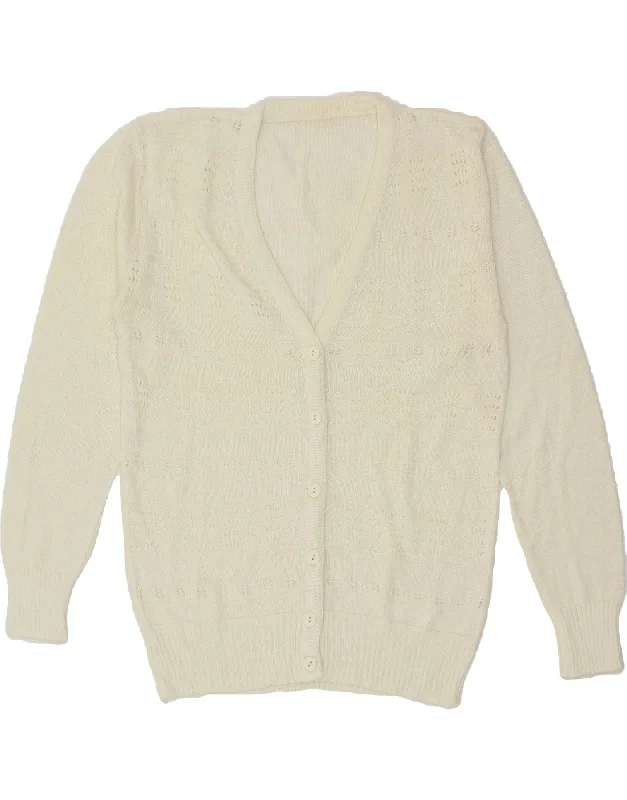 VINTAGE Womens Cardigan Sweater UK 12 Medium White Plaid Cardigan Polka Dot Checkered VINTAGE Womens Cardigan Sweater UK 12 Medium White Plaid Cardigan Polka Dot Checkered