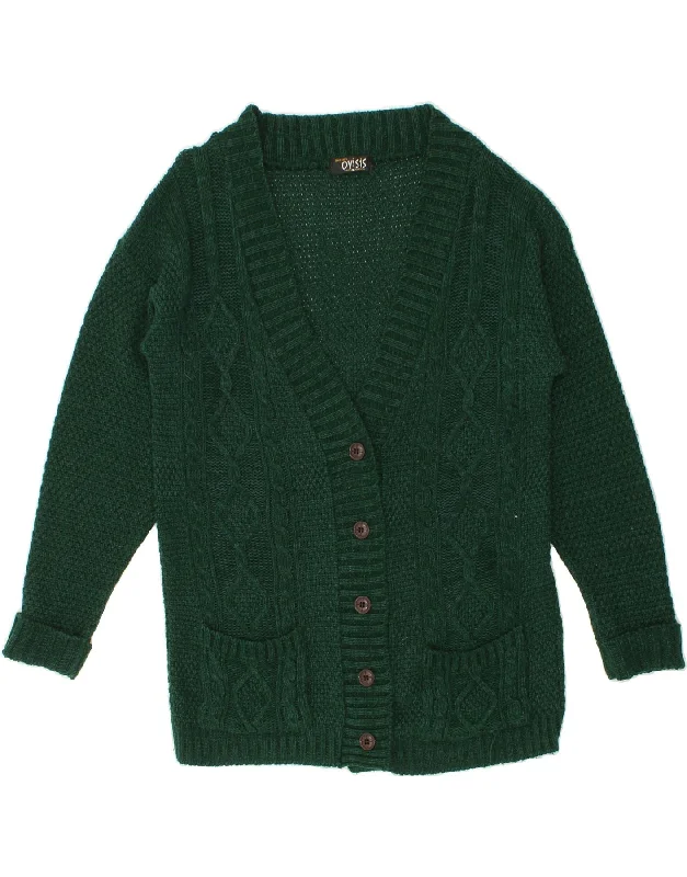 VINTAGE Womens Cardigan Sweater UK 14 Large Green Cotton Beaded Cardigan Sequined Faux Fur VINTAGE Womens Cardigan Sweater UK 14 Large Green Cotton Beaded Cardigan Sequined Faux Fur