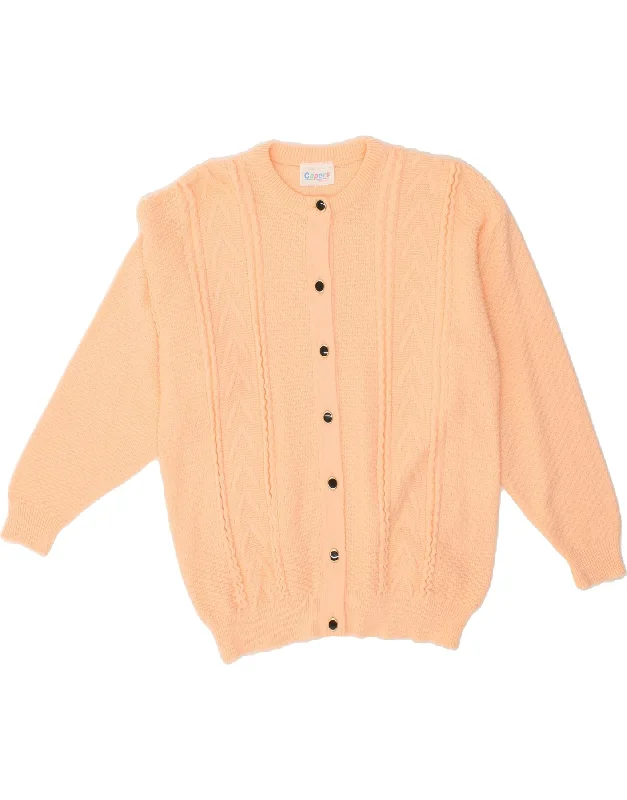 VINTAGE Womens Cardigan Sweater UK 14 Large Orange Acrylic Boxy Cardigan Fitted Cardigan A-Line VINTAGE Womens Cardigan Sweater UK 14 Large Orange Acrylic Boxy Cardigan Fitted Cardigan A-Line