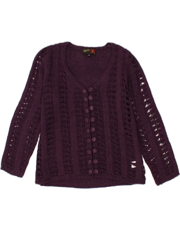 VINTAGE Womens Cardigan Sweater UK 14 Large Purple Acrylic Zippered Front Buttoned Front Snap Front VINTAGE Womens Cardigan Sweater UK 14 Large Purple Acrylic Zippered Front Buttoned Front Snap Front