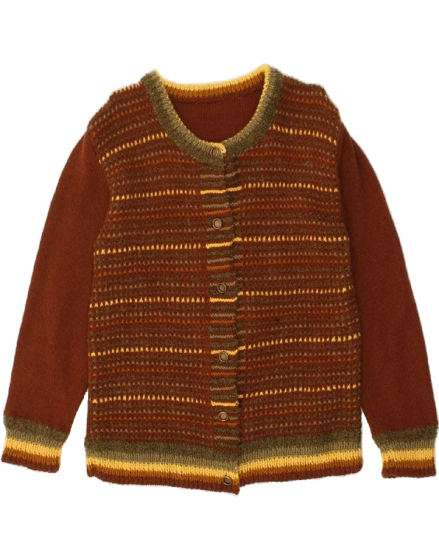 VINTAGE Womens Cardigan Sweater UK 14 Medium Brown Striped