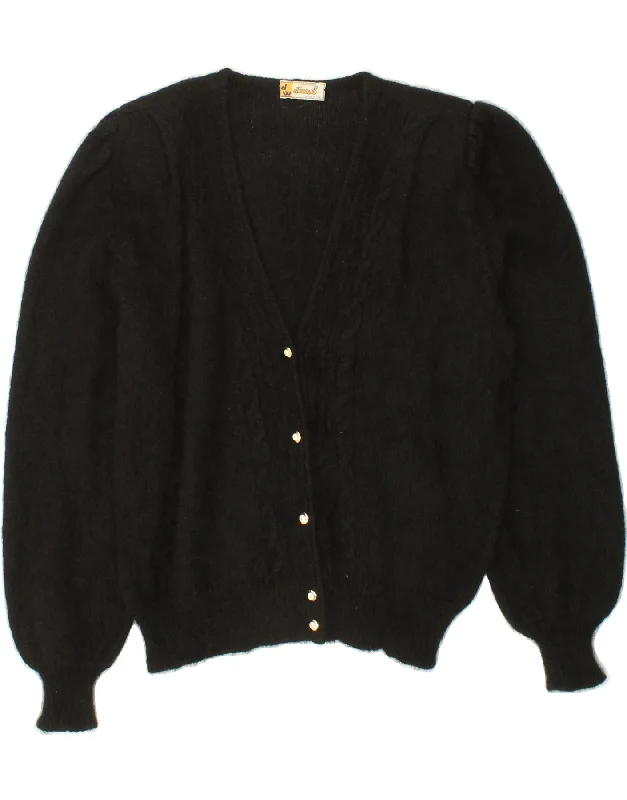 VINTAGE Womens Cardigan Sweater UK 16 Large Black Embroidered Appliqued Beaded