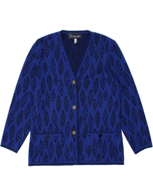 VINTAGE Womens Cardigan Sweater UK 16 Large Blue Floral Acrylic Chenille Blend Fleece Blend Nylon Blend VINTAGE Womens Cardigan Sweater UK 16 Large Blue Floral Acrylic Chenille Blend Fleece Blend Nylon Blend