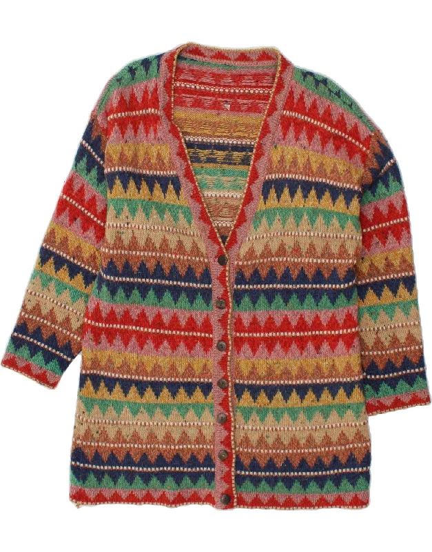 VINTAGE Womens Cardigan Sweater UK 16 Large Multicoloured Argyle/Diamond