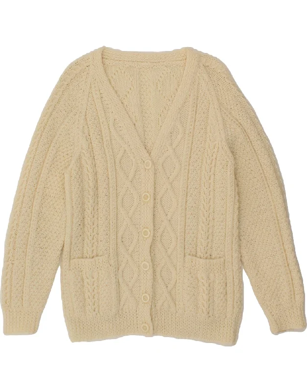 VINTAGE Womens Cardigan Sweater UK 16 Large Off White Wool Fabric Cashmere Fabric Tweed Fabric VINTAGE Womens Cardigan Sweater UK 16 Large Off White Wool Fabric Cashmere Fabric Tweed Fabric