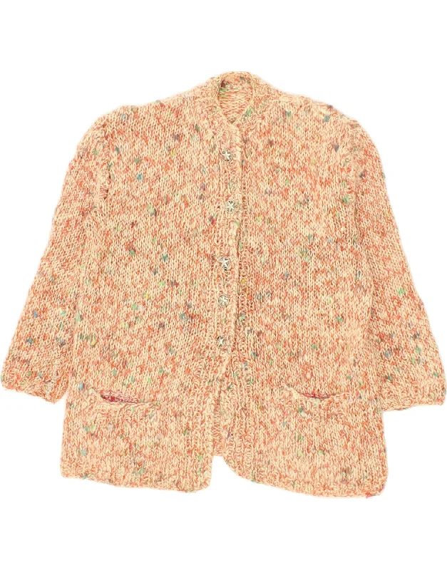 VINTAGE Womens Cardigan Sweater UK 16 Large Orange Flecked Open Front Closed Front Wrap Front VINTAGE Womens Cardigan Sweater UK 16 Large Orange Flecked Open Front Closed Front Wrap Front