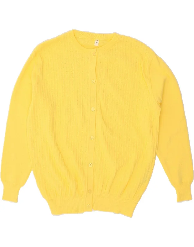 VINTAGE Womens Cardigan Sweater UK 16 Large Yellow Sequined Glittery Shiny