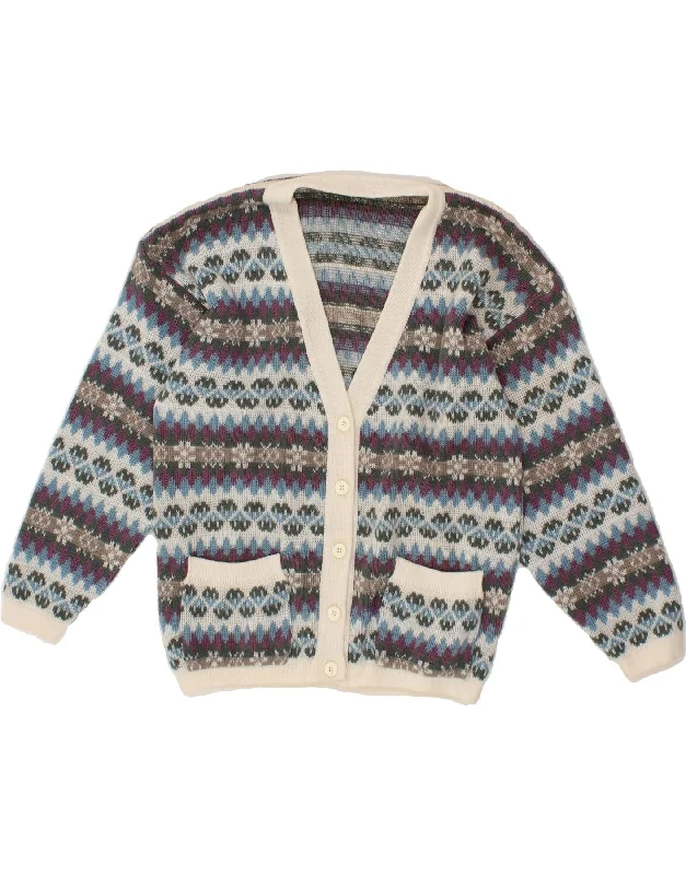 VINTAGE Womens Cardigan Sweater UK 18 XL Blue Fair Isle Boat Neck Shawl Collar Notched Collar VINTAGE Womens Cardigan Sweater UK 18 XL Blue Fair Isle Boat Neck Shawl Collar Notched Collar