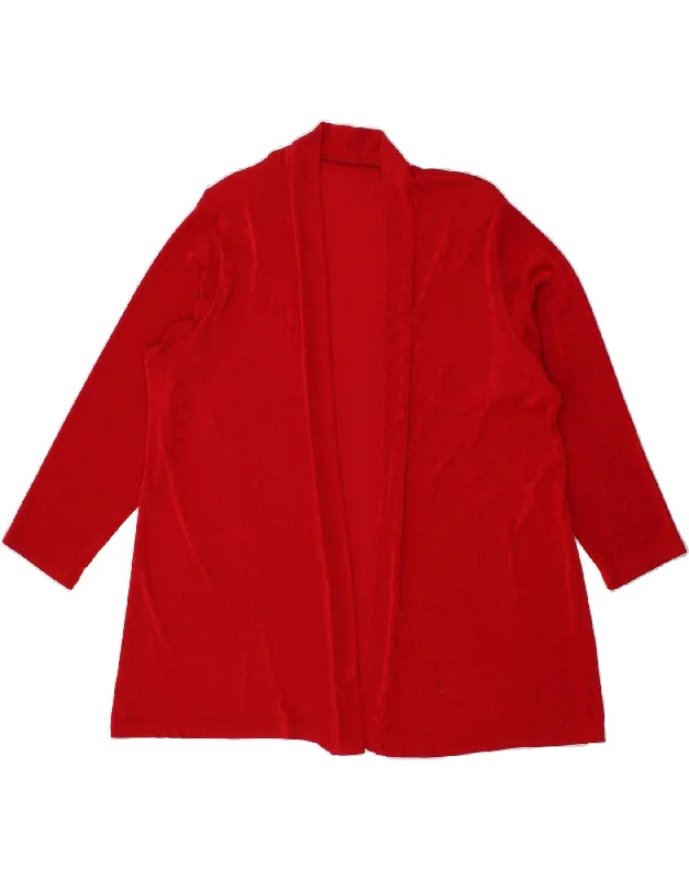 VINTAGE Womens Cardigan Sweater UK 18 XL Red Polyester Asymmetrical,ymmetric Pencil Cardigan VINTAGE Womens Cardigan Sweater UK 18 XL Red Polyester Asymmetrical,ymmetric Pencil Cardigan