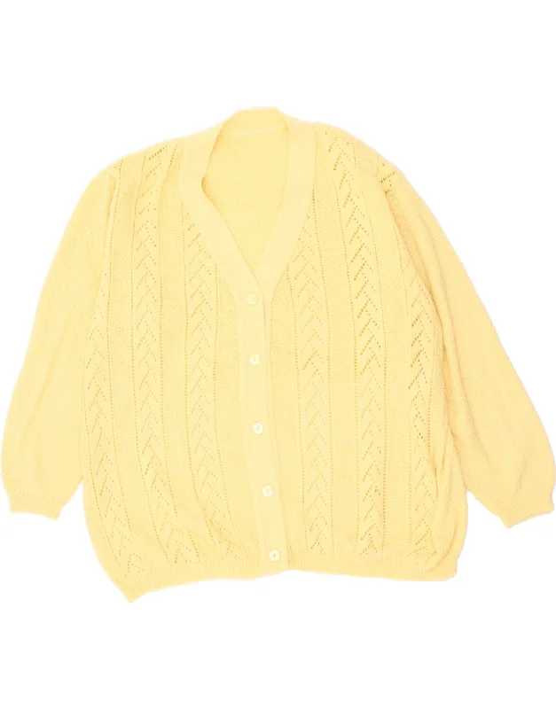 VINTAGE Womens Cardigan Sweater UK 22 3XL Yellow