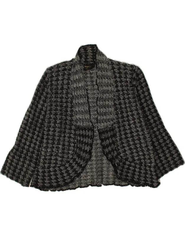 VINTAGE Womens Crop 3/4 Sleeve Cardigan Sweater UK 10 Small Black Tailored Straight A-Line VINTAGE Womens Crop 3/4 Sleeve Cardigan Sweater UK 10 Small Black Tailored Straight A-Line