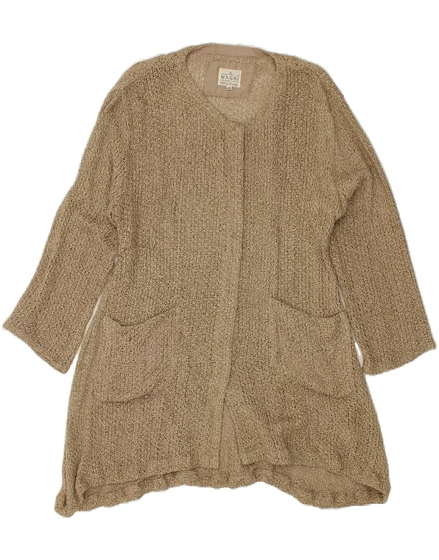 VINTAGE Womens Longline Cardigan Sweater UK 20 2XL Beige Viscose