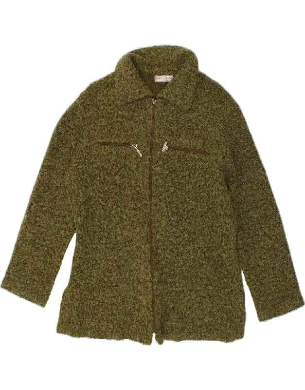 VINTAGE Womens Longline Cardigan Sweater UK 20 2XL Green Flecked Acrylic Mesh Blend Leather Blend Suede Blend VINTAGE Womens Longline Cardigan Sweater UK 20 2XL Green Flecked Acrylic Mesh Blend Leather Blend Suede Blend