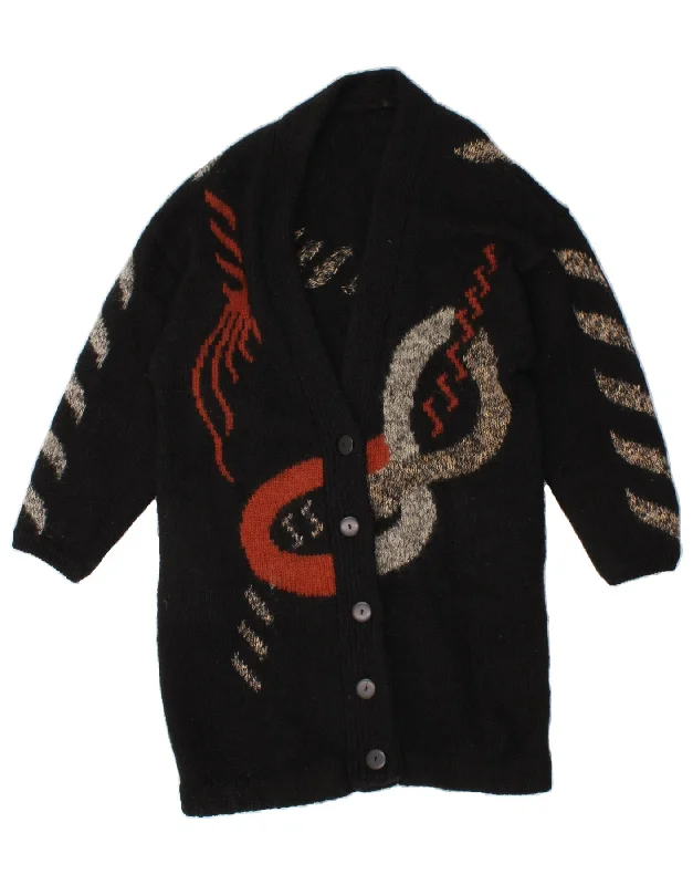 VINTAGE Womens Oversized Abstract Pattern Cardigan Sweater UK 20 2XL Black Faux Fur Fabric Real Fur Fabric Shearling Fabric VINTAGE Womens Oversized Abstract Pattern Cardigan Sweater UK 20 2XL Black Faux Fur Fabric Real Fur Fabric Shearling Fabric