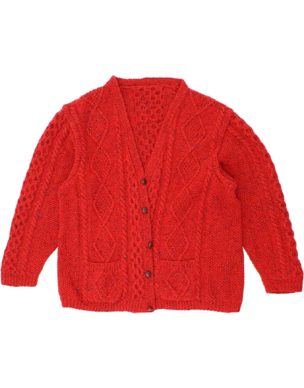 VINTAGE Womens Oversized Cardigan Sweater UK 18 XL Red Flecked Thin Thick Dense