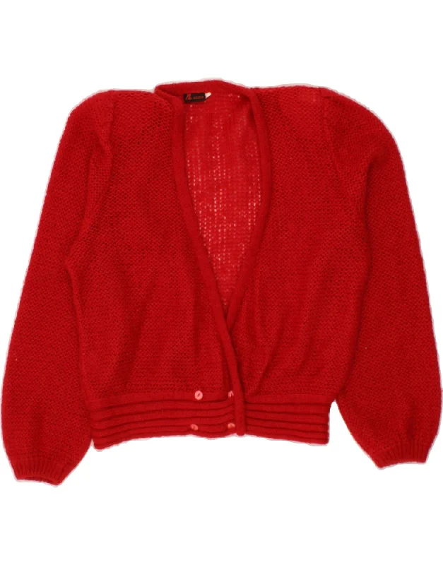 VINTAGE Womens Oversized Crop Cardigan Sweater UK 10 Small Red Mohair Casual Formal Business VINTAGE Womens Oversized Crop Cardigan Sweater UK 10 Small Red Mohair Casual Formal Business
