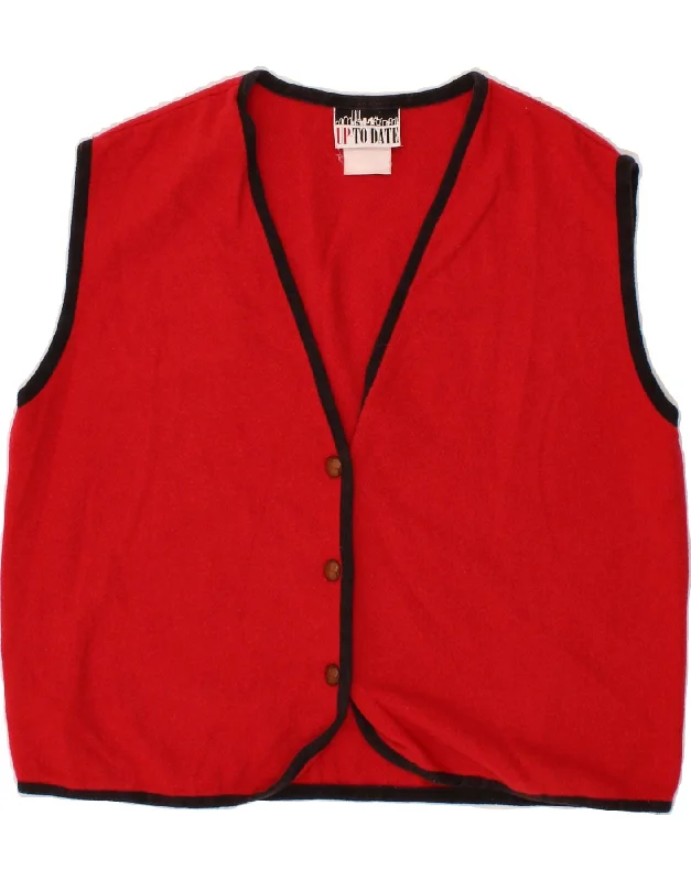 VINTAGE Womens Sleeveless Cardigan Sweater UK 14 Large Red