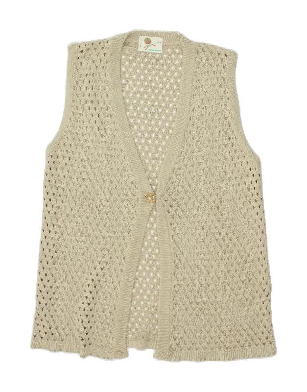 VINTAGE Womens Sleeveless Cardigan Sweater UK 18 XL Grey Cotton Anti-Pilling Anti-Shrink Durable VINTAGE Womens Sleeveless Cardigan Sweater UK 18 XL Grey Cotton Anti-Pilling Anti-Shrink Durable