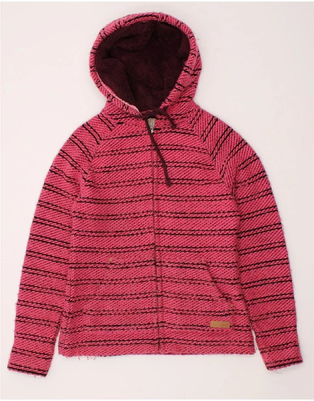 WEIRD FISH Womens Hooded Cardigan Sweater UK 12 Medium Pink Striped Plaid Cardigan Polka Dot Checkered WEIRD FISH Womens Hooded Cardigan Sweater UK 12 Medium Pink Striped Plaid Cardigan Polka Dot Checkered