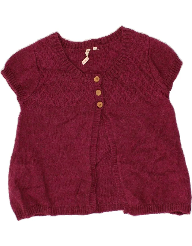 WHITE STUFF Womens Short Sleeve Cardigan Sweater UK 12 Medium Burgundy Houndstooth Herringbone Solid WHITE STUFF Womens Short Sleeve Cardigan Sweater UK 12 Medium Burgundy Houndstooth Herringbone Solid