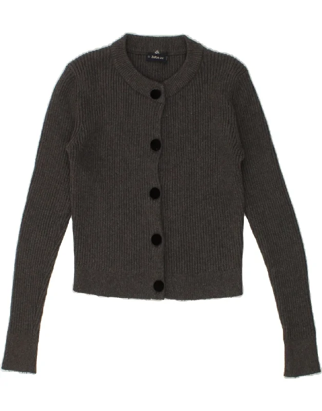 ZARA Womens Crop Cardigan Sweater UK 12 Medium Grey Acrylic Stylish Fashionable Trendy ZARA Womens Crop Cardigan Sweater UK 12 Medium Grey Acrylic Stylish Fashionable Trendy